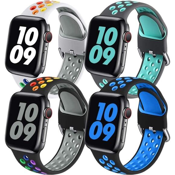 4 Silicone Sport Strap iWatch Band For Apple Watch Series SE 6 5 4 3 2 1 42 44mm - Picture 6 of 12